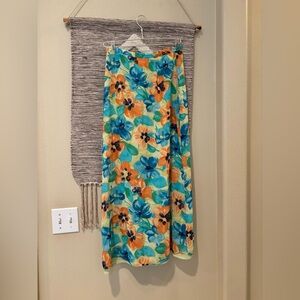 Y2K Cottagecore Harold's Blue and Orange Floral Skirt